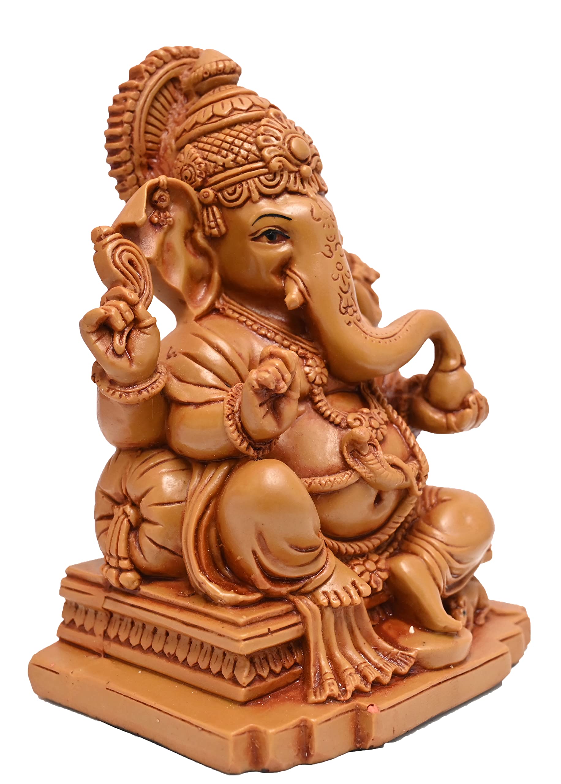 KariGhar Ganesh Ji/Ganpati Bappa 5.5 Inches Idol Perfect For Home/Puja Ghar/Decoration & Gifting (7 X 10 X 14 Cm) D0067, Brown